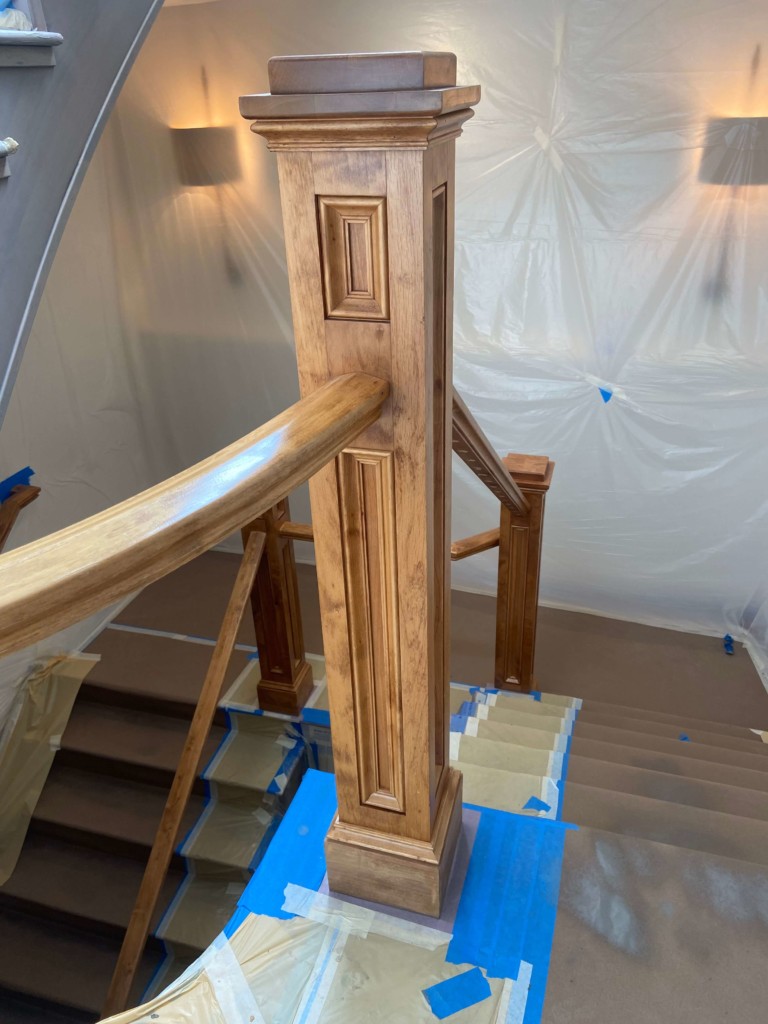 refinishing stair banister