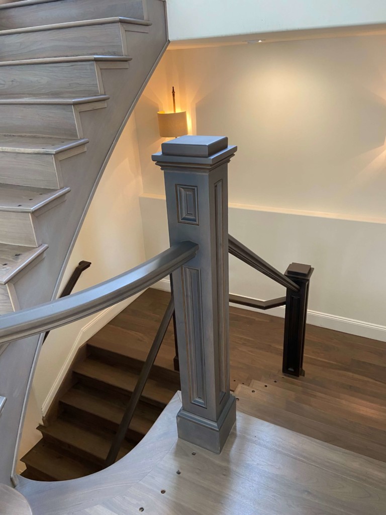 refinished stair banister