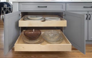 cabinet storage with bowls - open cabinet