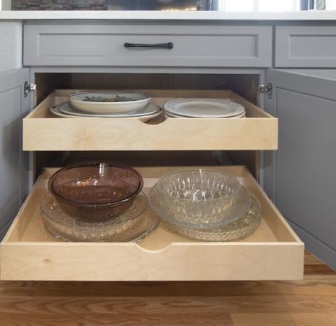 kitchen cabinet storage solution island glassware
