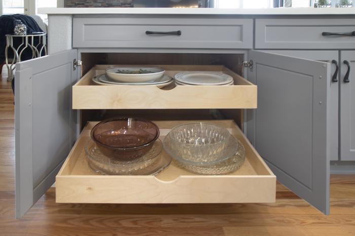 cabinet storage with bowls - open cabinet