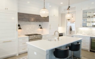 kitchen with white cabinets