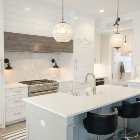 kitchen with white cabinets