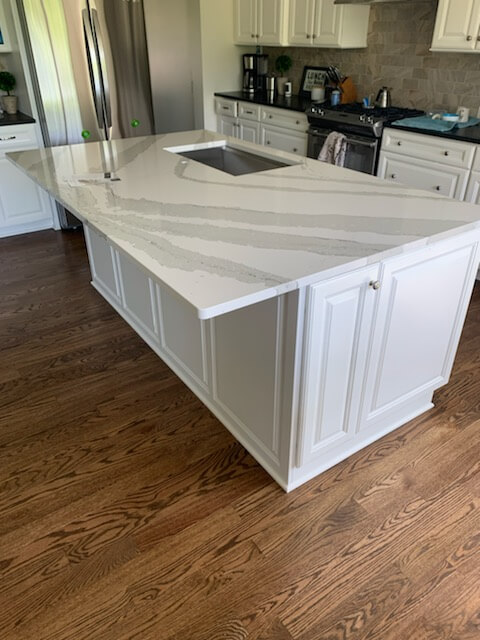 refinishing hardwood floors and painting kitchen island