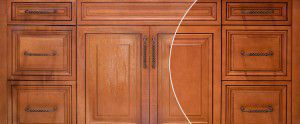 before and after of NHance cabinet refinishing