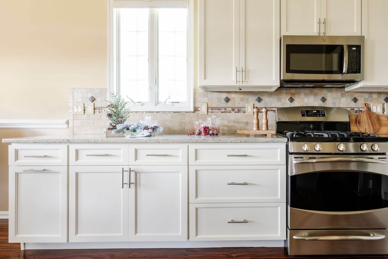 After-painting kitchen cabinets white