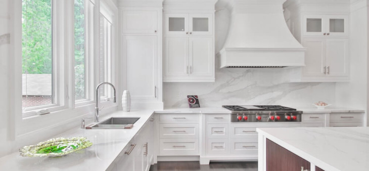 kitchen with white cabinets