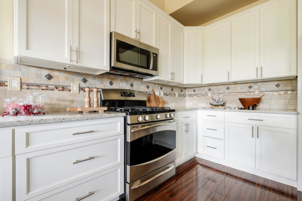 white cabinets with new doors