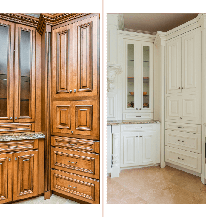 before and after photo of a cabinet painting in the Lyman area