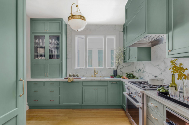 green painted cabinets in Zionsville