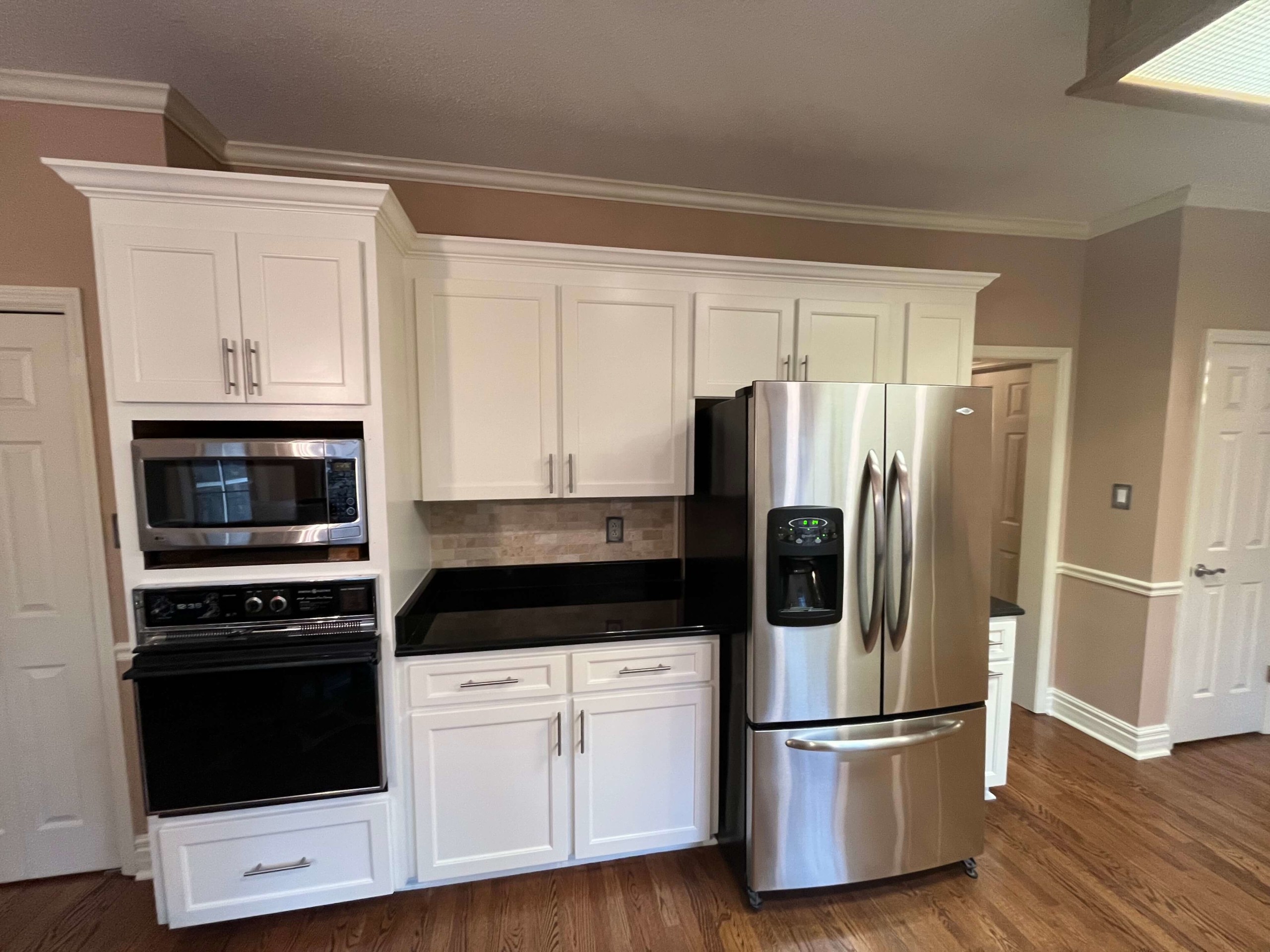 freshly painted white cabinets