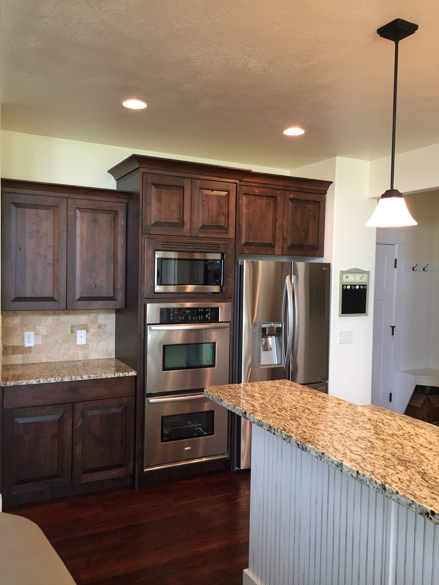 oven and fridge kitchen cabinet refinishing