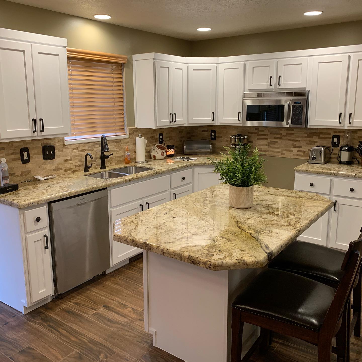 after kitchen cabinet refinishing white