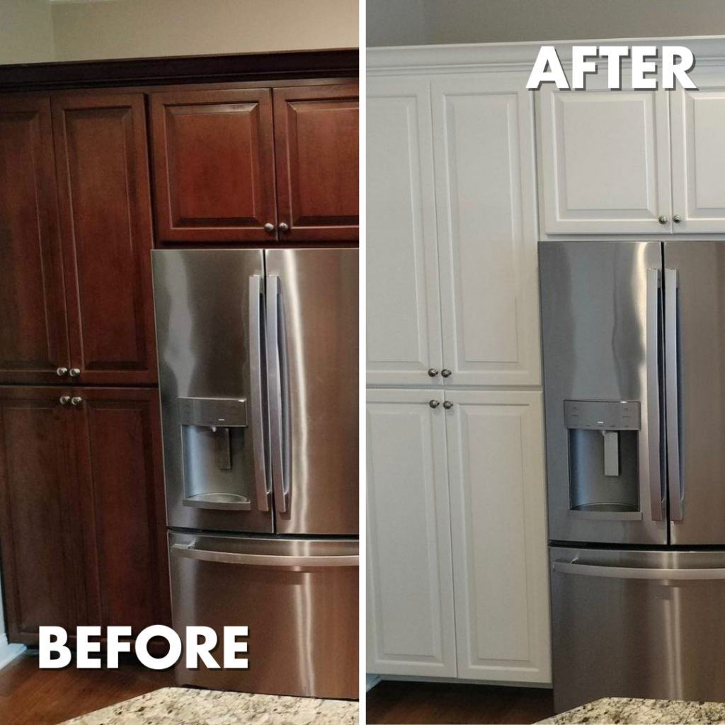 Cabinet color change before and after 2