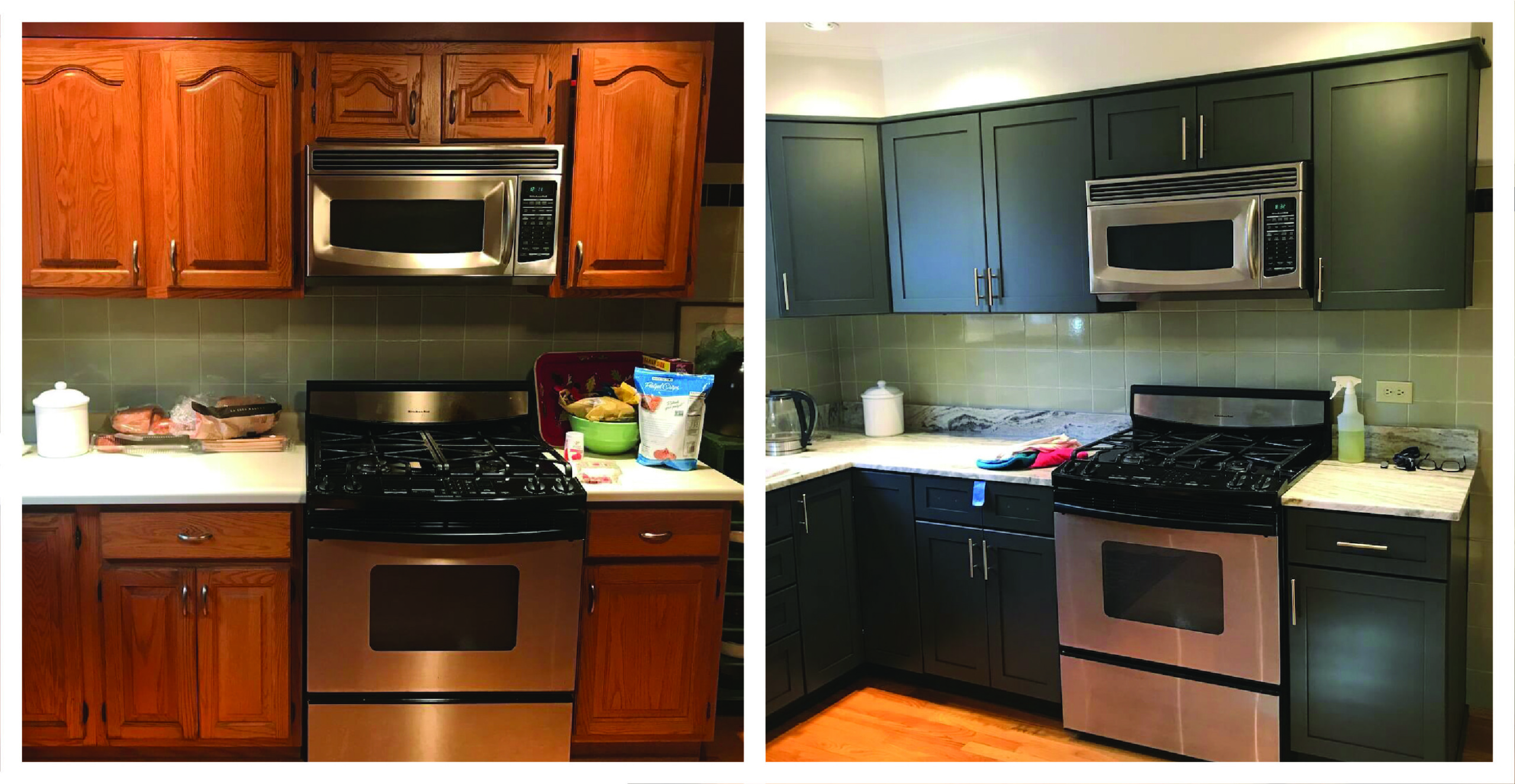 before and after cabinet refacing 