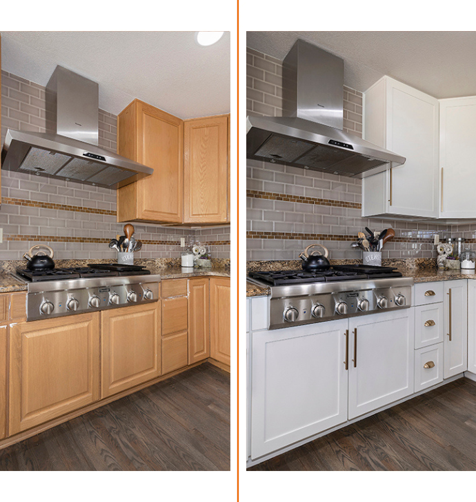 before and after cabinet painting in St. Johns, FL.