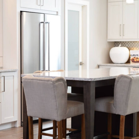 Rectangular White Marble-top Table With Wooden Base