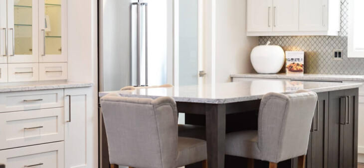 Rectangular White Marble-top Table With Wooden Base