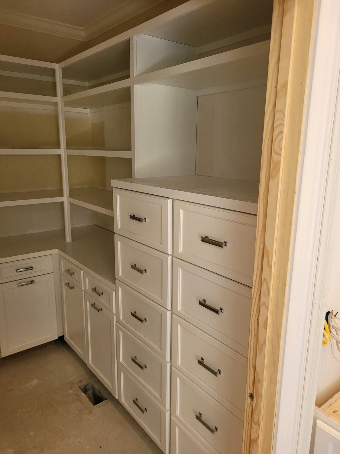Beautiful White Kitchen cabinet replacement in a pantry in seabrook island