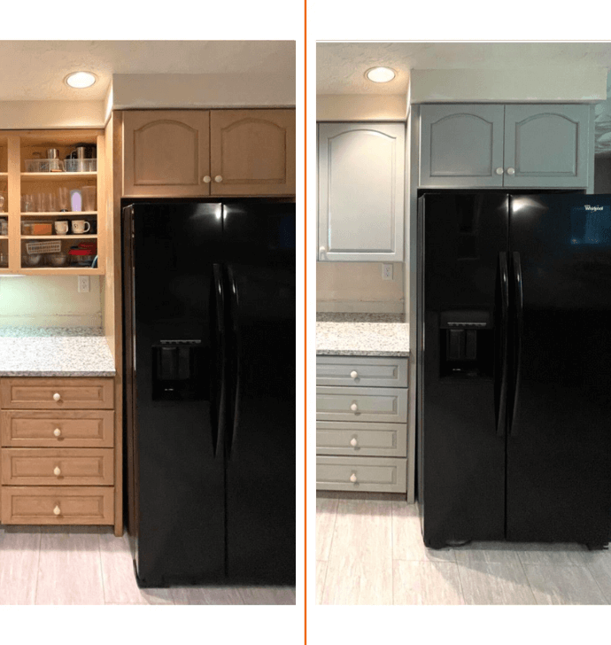 before and after cabinet painting