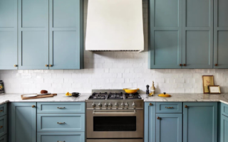 Beautiful Blue Kitchen Cabinets painted with best cabinet paint