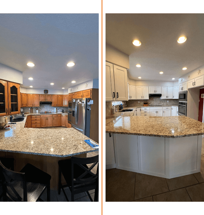 before and after cabinet door replacement in Layton, UT