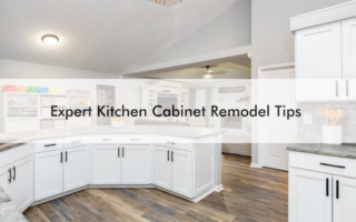 kitchen with text that talks about kitchen update tips