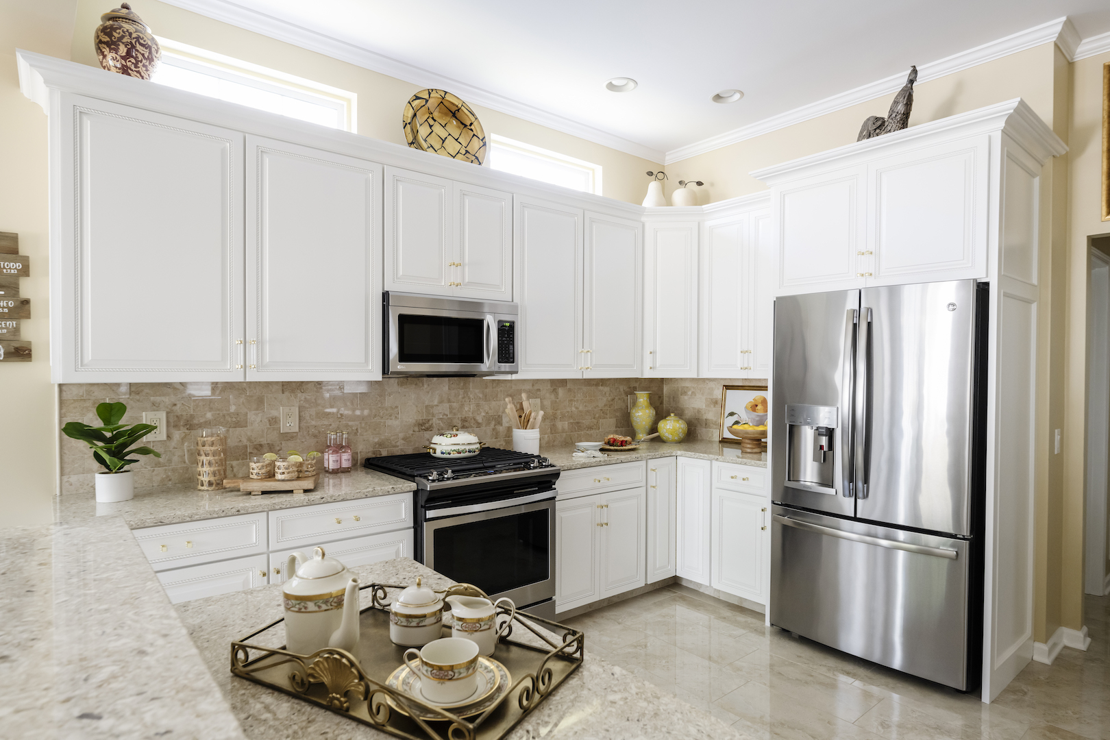 After-painting kitchen cabinets white