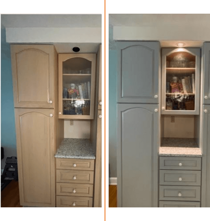 before and after cabinet refinishing