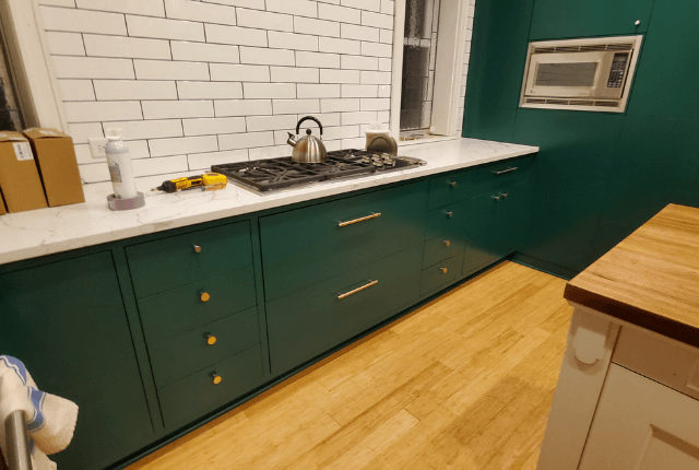 freshly painted kitchen cabinets in Chicago suburb home