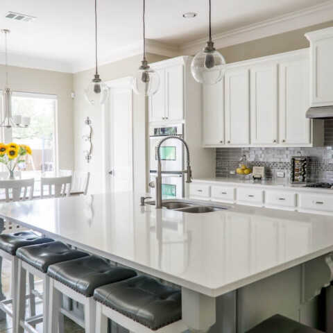 kitchen with white cabinets