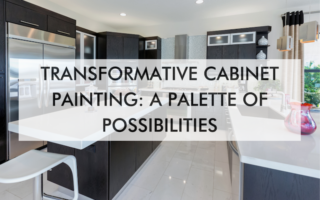kitchen with text about transformative cabinet painting