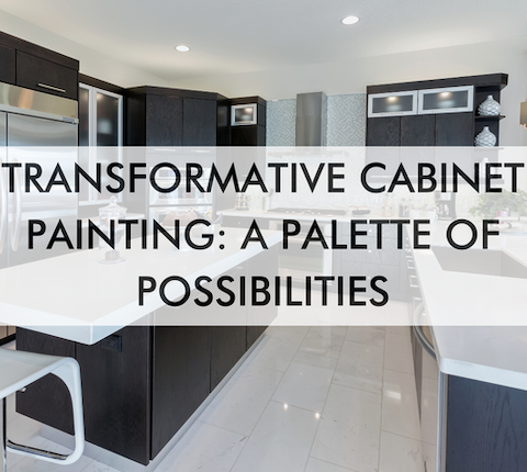 kitchen with text about transformative cabinet painting