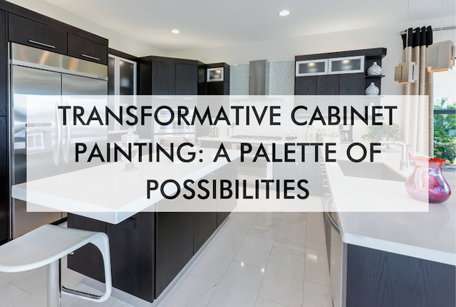 kitchen with text about transformative cabinet painting