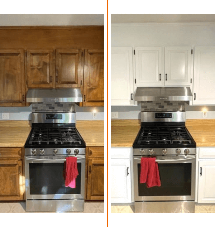 before and after cabinet refinishing 
