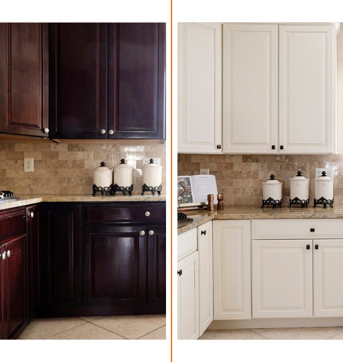 before and after cabinet painting