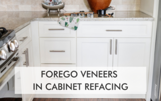 kicthen with text about foregoing veneers for cabinet refacing