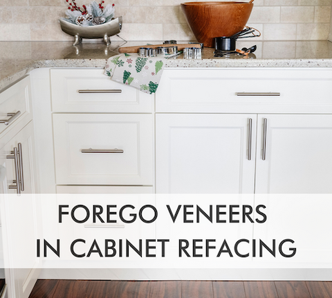 kicthen with text about foregoing veneers for cabinet refacing