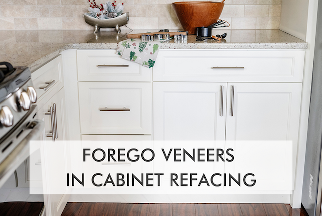kicthen with text about foregoing veneers for cabinet refacing