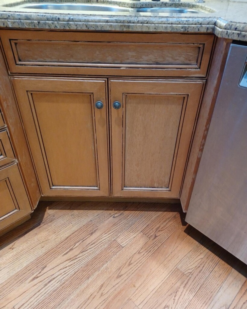 before cabinet refinishing