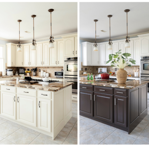 before and after cabinet painting