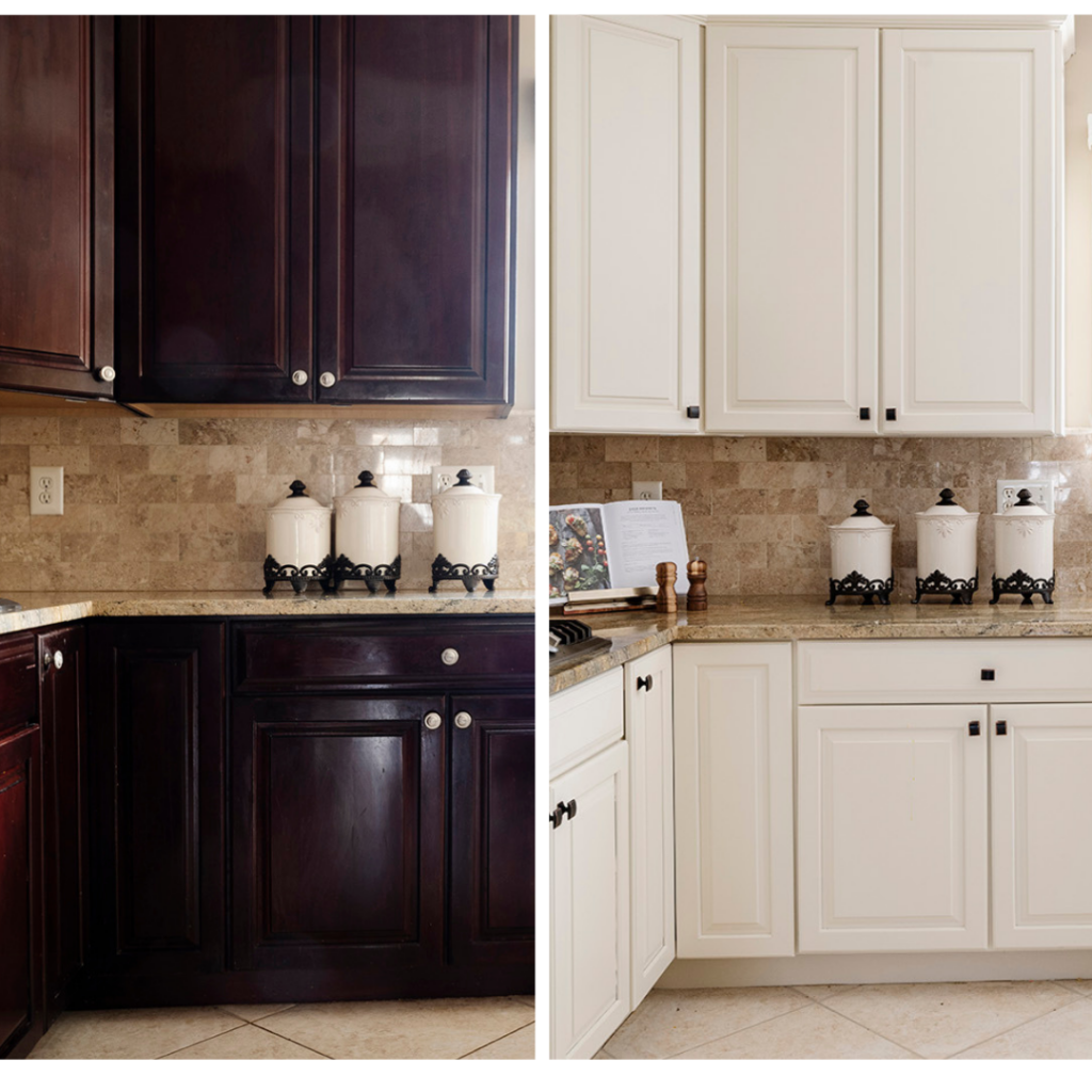 before and after cabinet painting