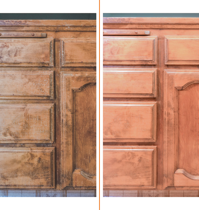 before and after cabinet refinishing