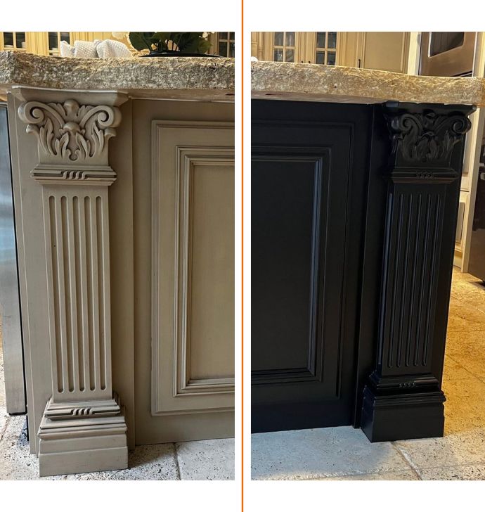 before and after cabinet painting beige to black