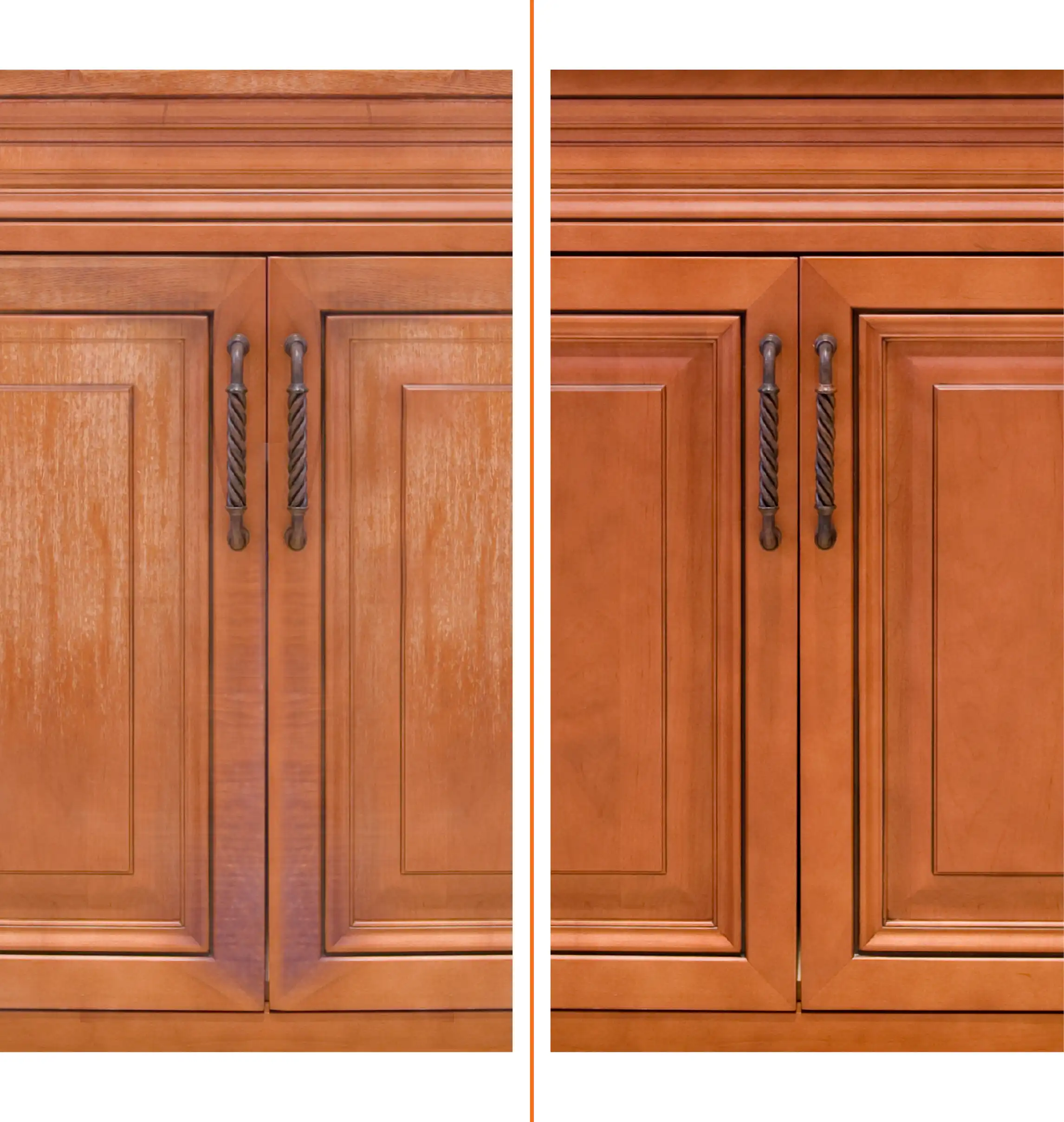 before and after results of cabinet refinishing in centerville ut