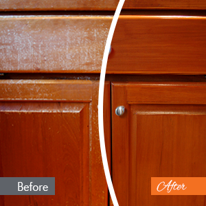 before and after a cabinet refinishing project in boise, id