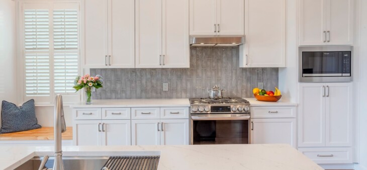 a kitchen after getting a cabinet door replacement service