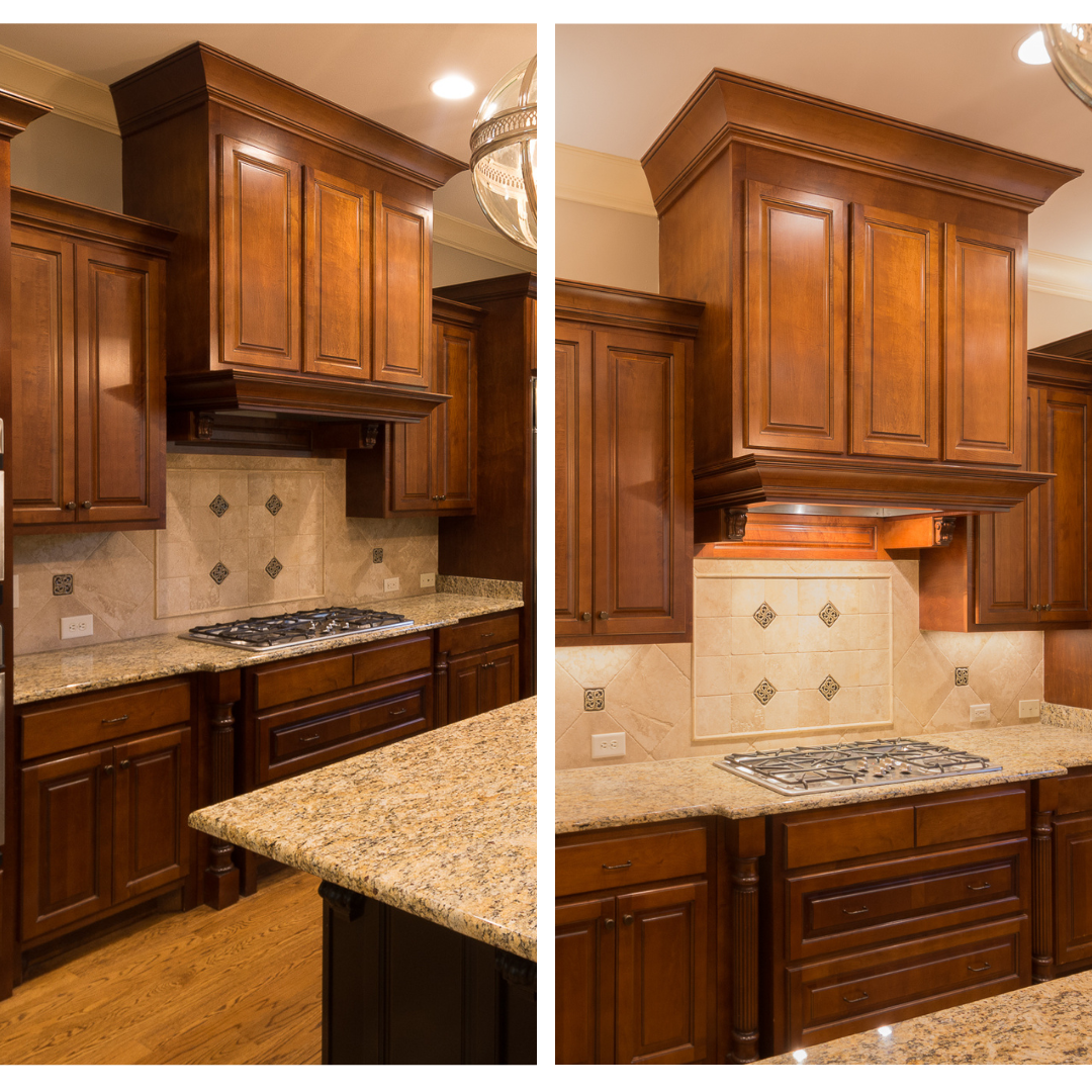 before and after cabinet refinishing