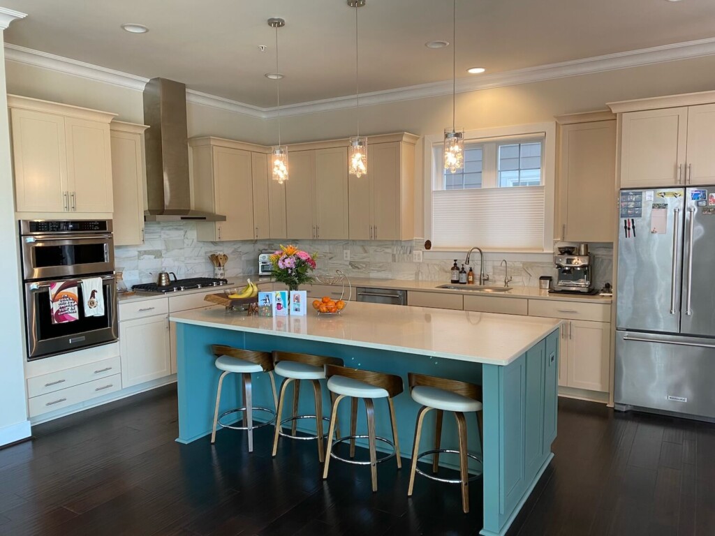 sky blue and white cabinet painting cockeysville md