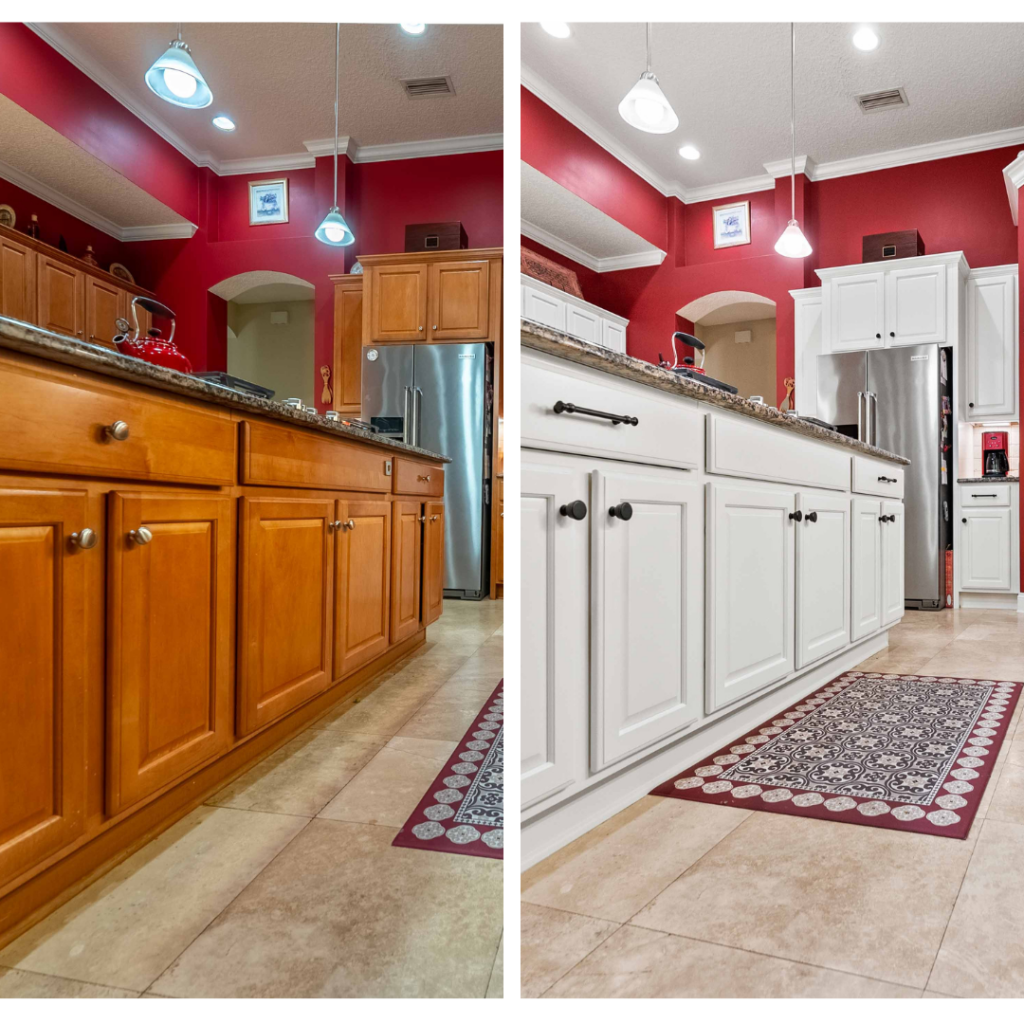 before & after cabinet painting in Bolingbrook, IL